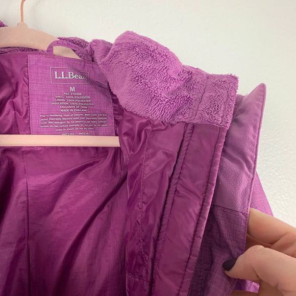 L.L. Bean Purple Fleece Hooded Winter Coat Jacket - Picture 6 of 8
